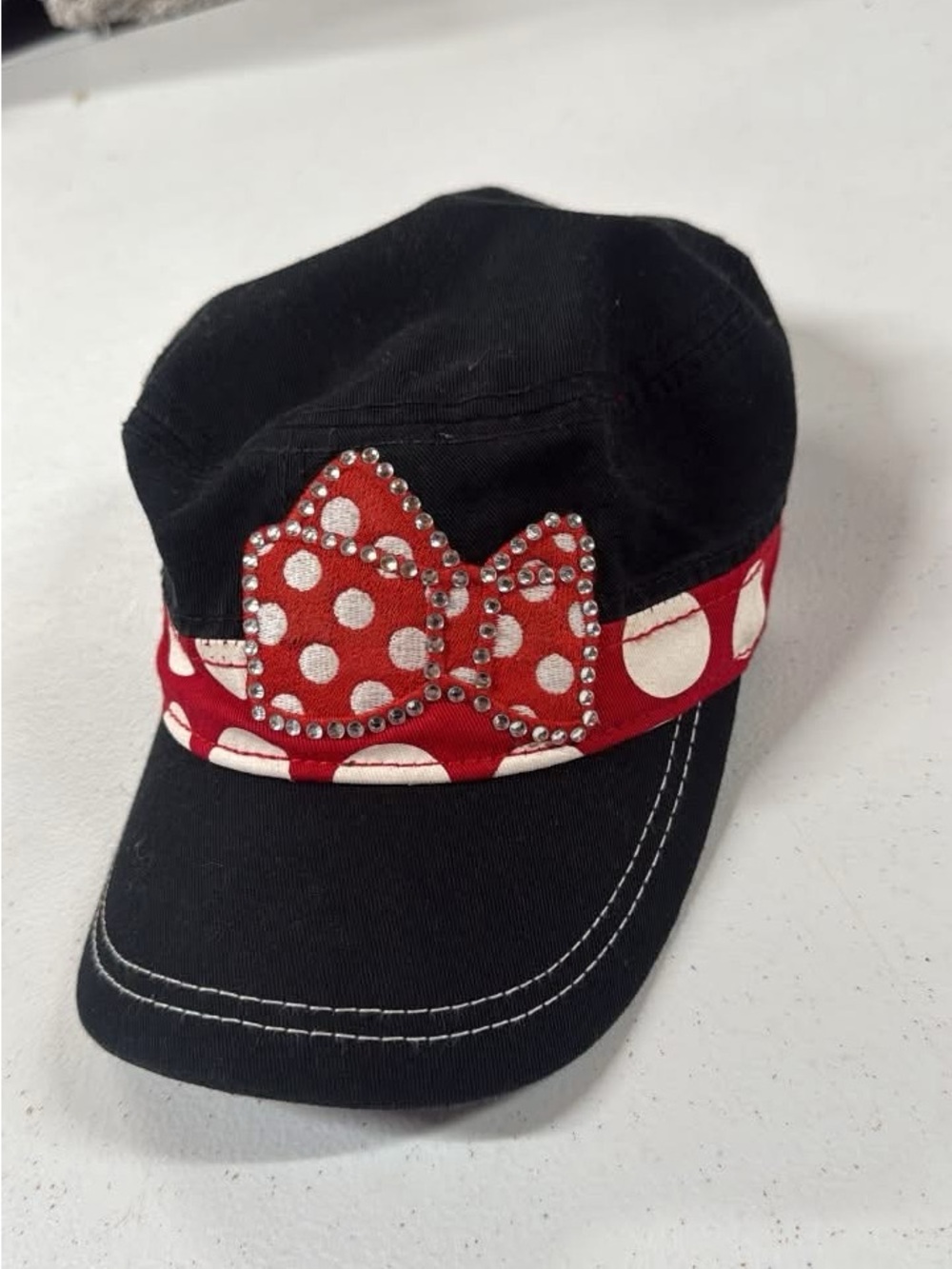 Black and Red Polka Dot Bow Cap